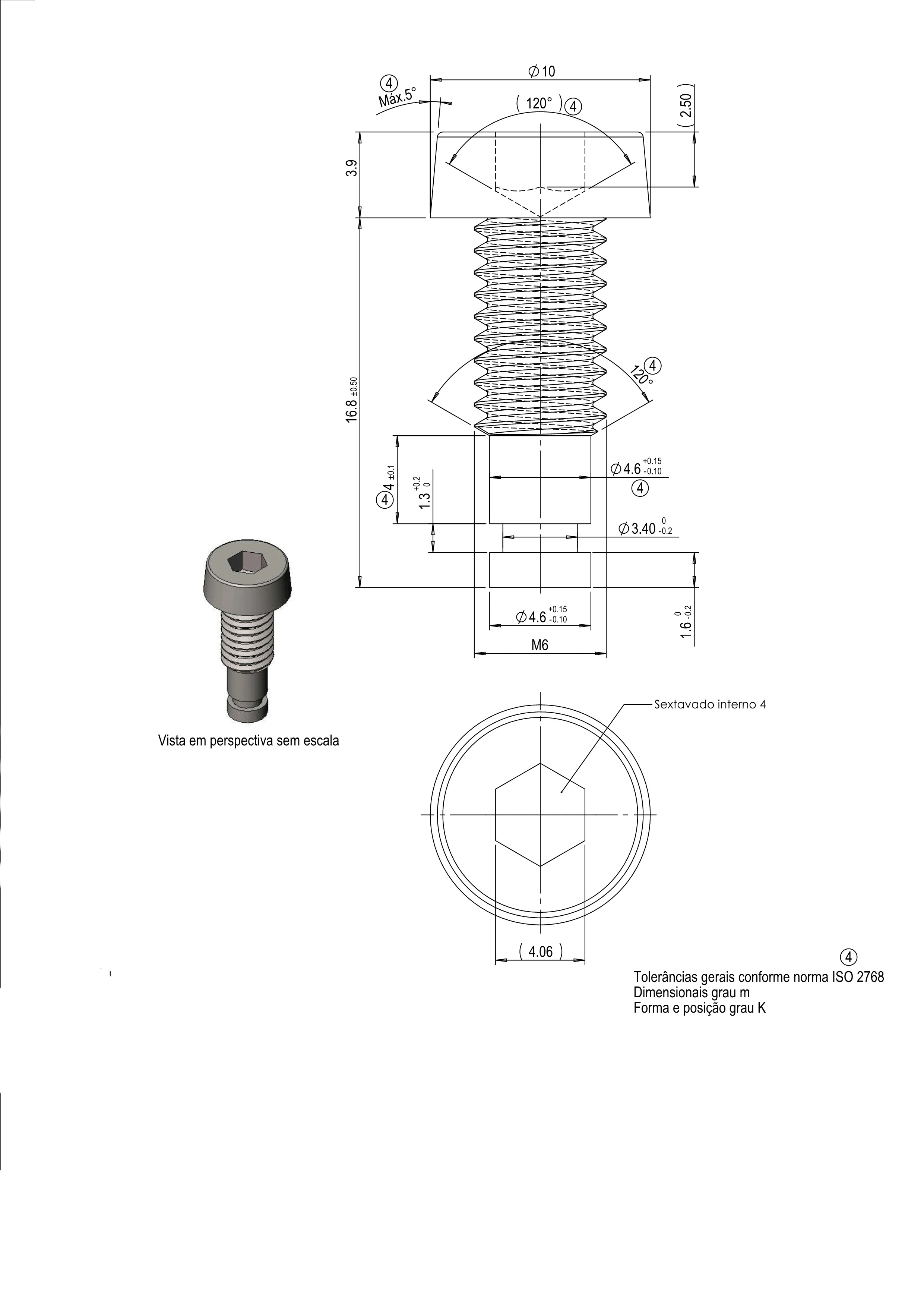 Screw Che Hex-Soc M6X1X16.8 YETT 8.8 Special Screw Cheese Carbon Steel