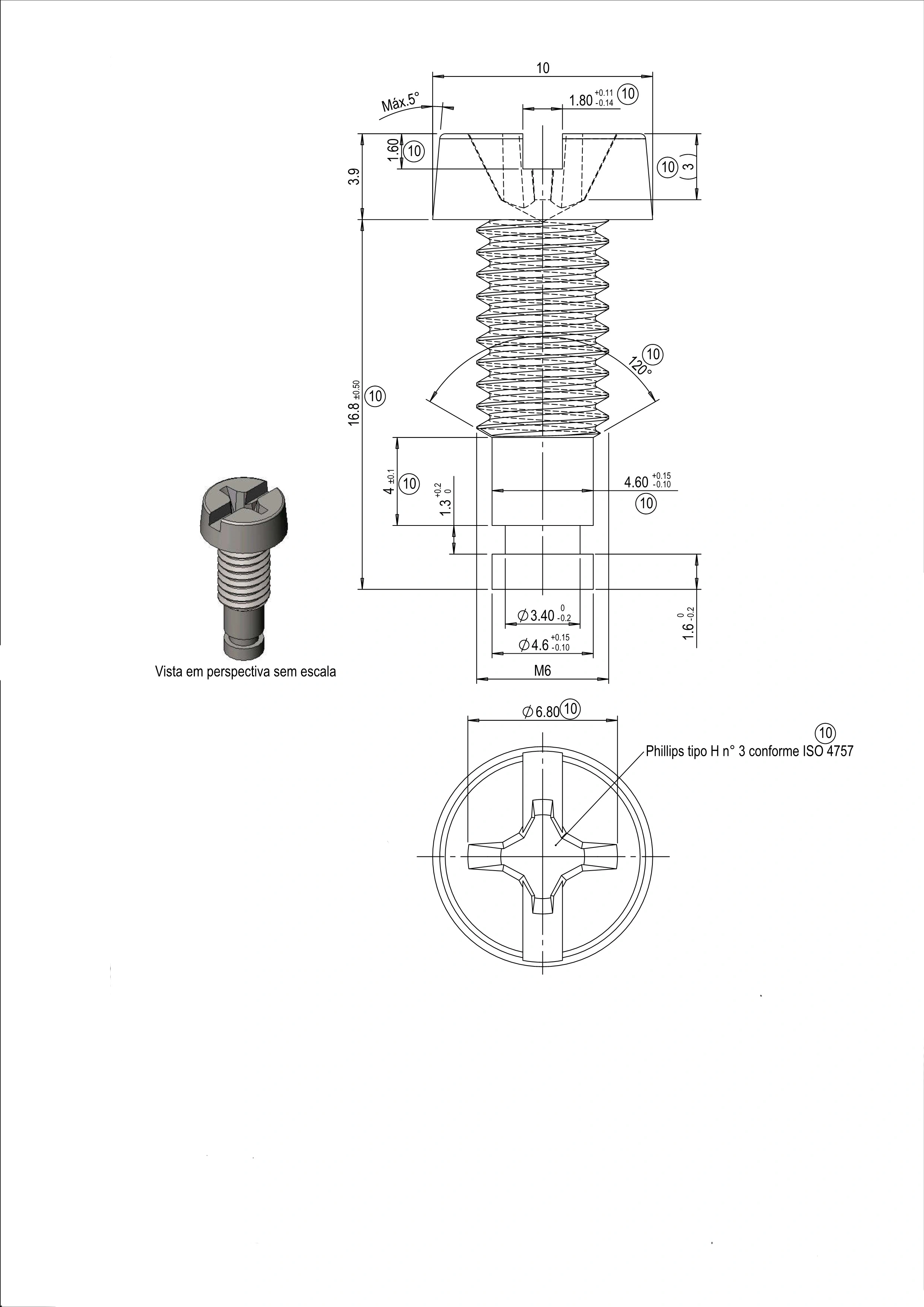 Screw Che Slot Phil M6X1X16.8 YETT 8.8 Special Screw Carbon Steel