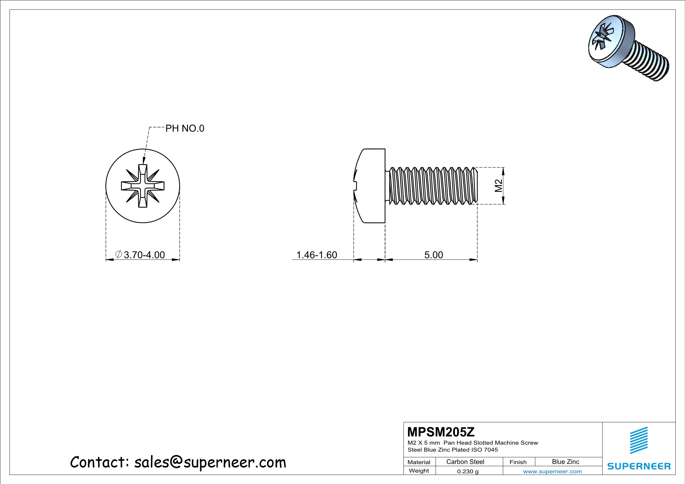 M2 x 5 mm Pan Head Pozi Machine Screw Steel Blue Zinc Plated ISO 7045