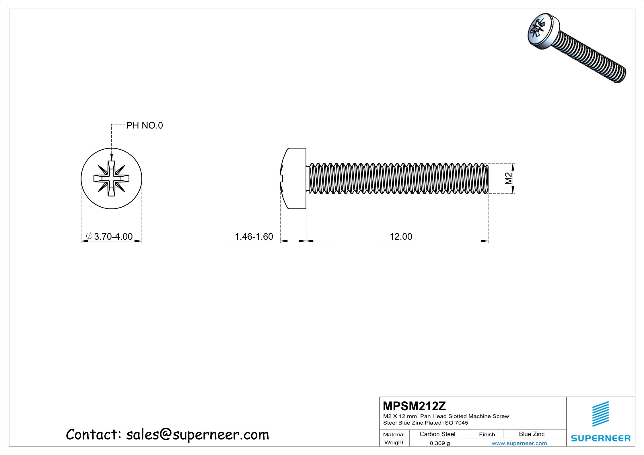M2 x 12 mm Pan Head Pozi Machine Screw Steel Blue Zinc Plated  ISO 7045