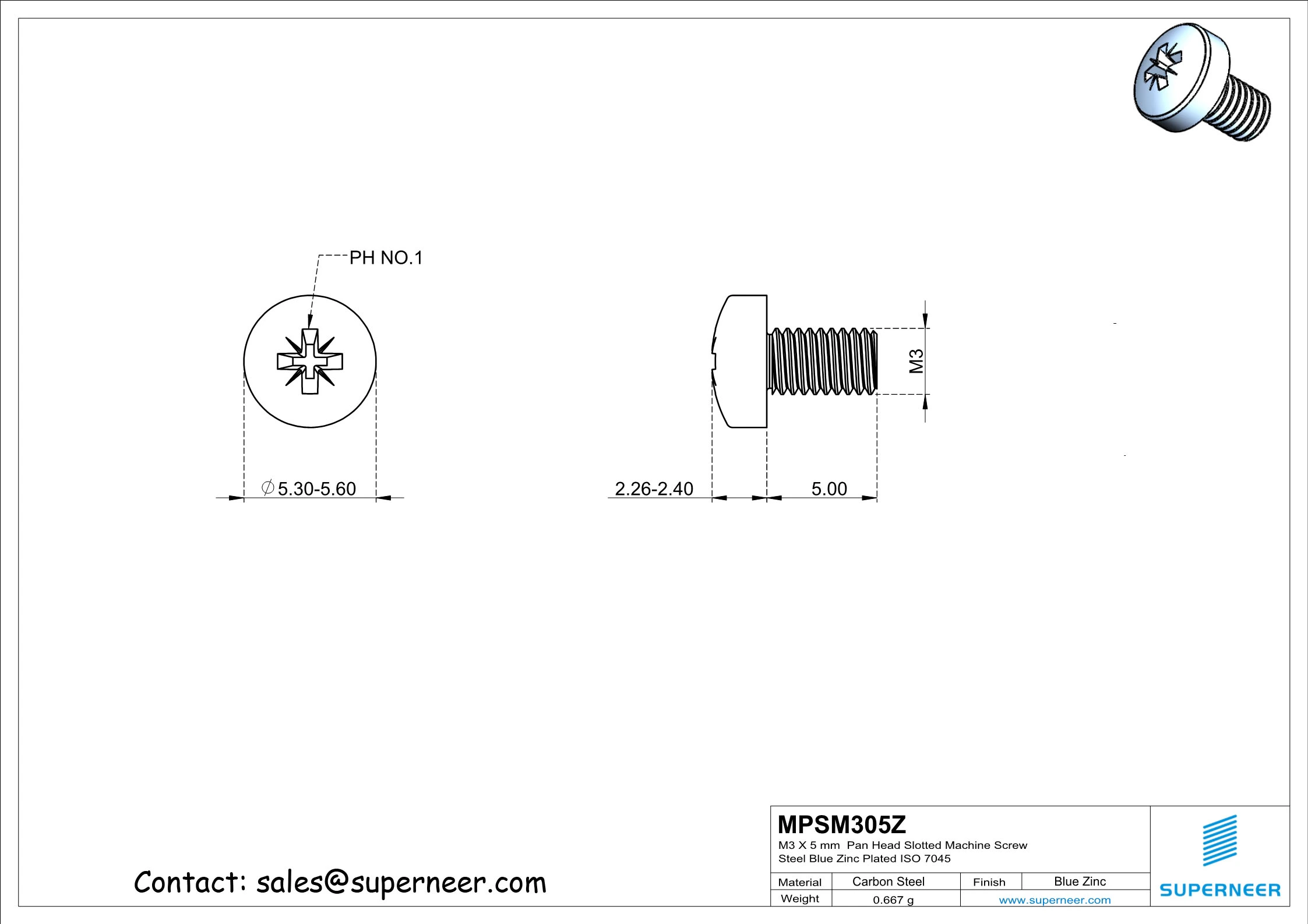 M3 x 5 mm Pan Head Pozi Machine Screw Steel Blue Zinc Plated ISO 7045
