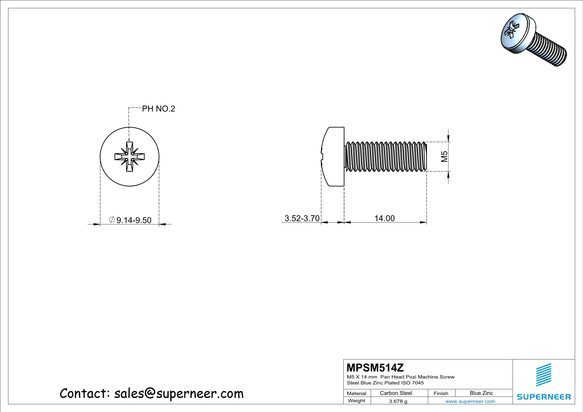 M5 x 14 mm Pan Head Pozi Machine Screw Steel Blue Zinc Plated ISO 7045