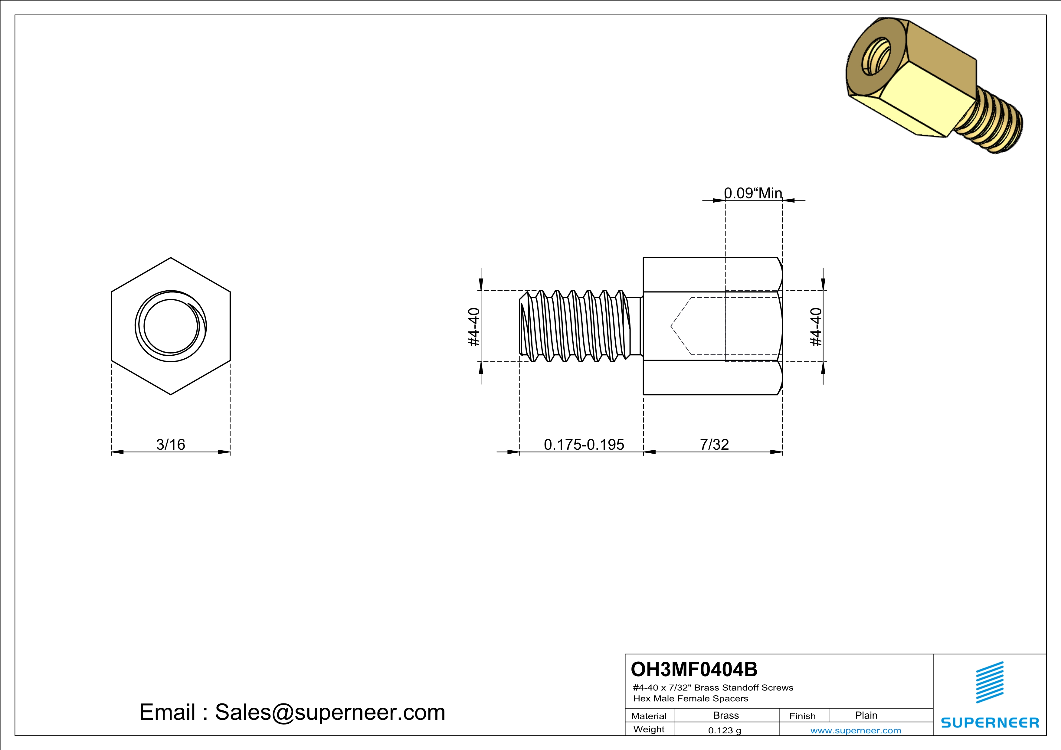 4-40 x 7/32"" Brass Standoff Screws Hex Male Female Spacers 