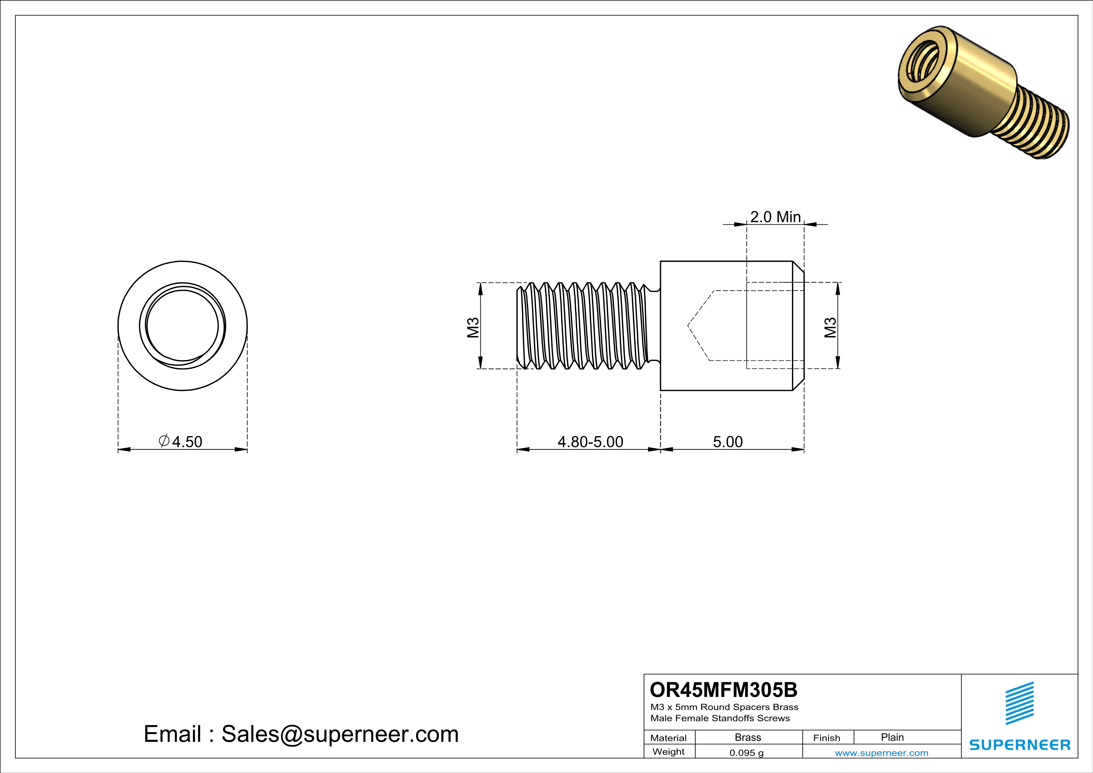 M3 x 5mm Round Spacers Brass Male Female Standoffs Screws