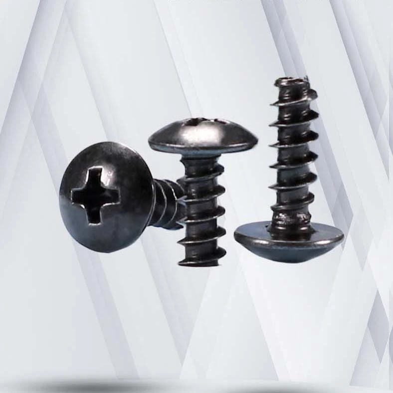 3.5 x 12mm Phillips Truss Head Self Tapping Screws Steel Black Zinc Plated