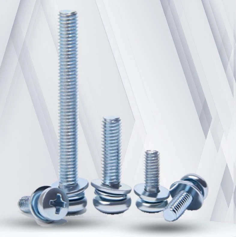 4-40 x 5/16" Pan Head Phillips SEMS Screws with Spring and Flat Washer Steel Blue Zinc Plated