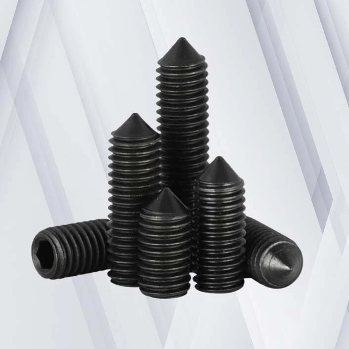M2.5 x 7mm Socket Set Screw Cone Point Steel Black DIN914