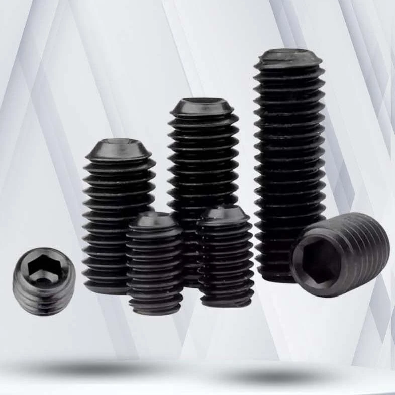 8 x 7/16" Socket Cup Point Set Screws Steel Black Inch