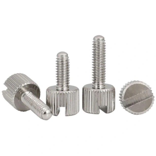 M4 x 25mm Coin Slotted Knurled Thumb Screws SUS303 Stainless Steel