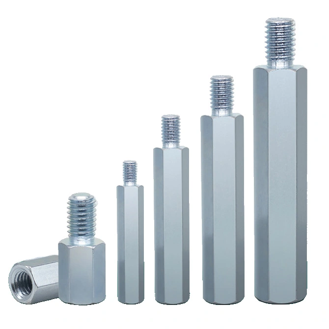 M2.5 x 7mm Hex Spacers Male Standoffs Female Steel Blue Zinc Plated