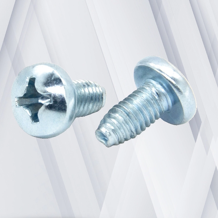 M2.5 × 6mm Pan Head Phillips Thread Forming Screws for Metal Steel Blue Zinc Plated