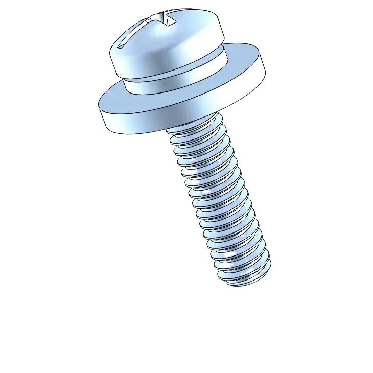 2-56 x 3/8" Pan Head Phillips Slot SEMS Screws with Spring and Flat Washer Steel Blue Zinc Plated