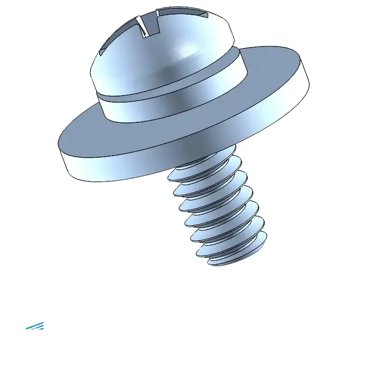 4-40 x 5/16" Pan Head Phillips Slot SEMS Screws with Spring and Flat Washer Steel Blue Zinc Plated