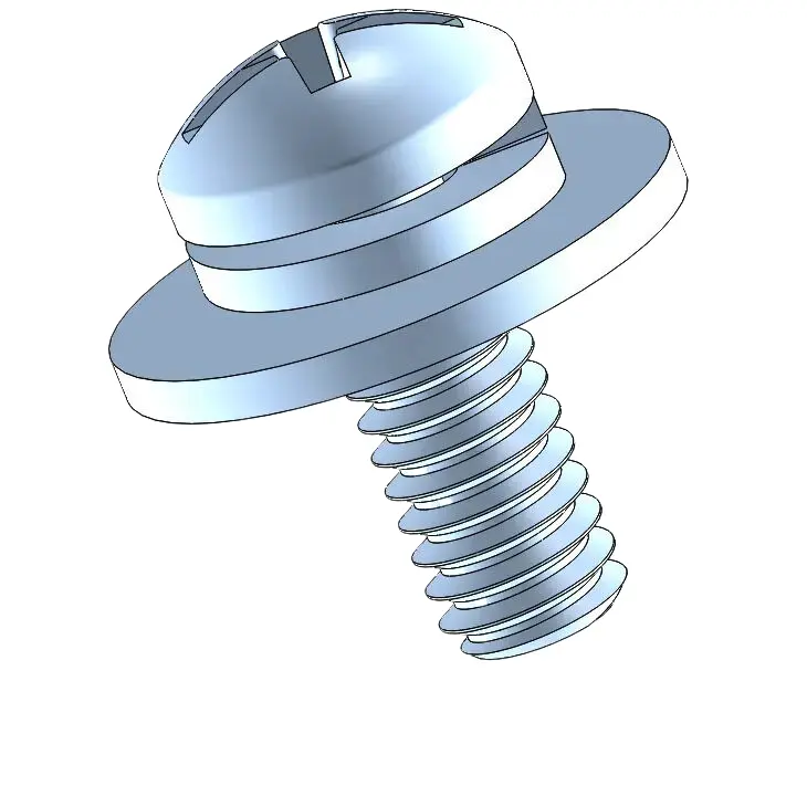 8-32 x 7/16" Pan Head Phillips Slot SEMS Screws with Spring and Flat Washer Steel Blue Zinc Plated