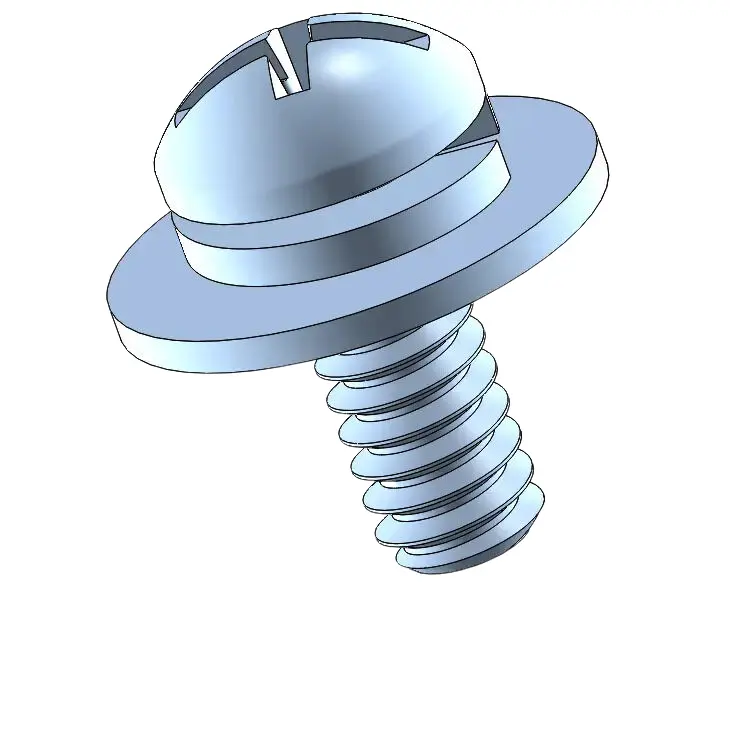 10-32 x 1/2" Pan Head Phillips Slot SEMS Screws with Spring and Flat Washer Steel Blue Zinc Plated