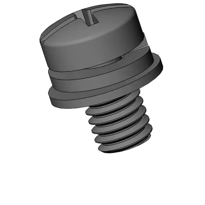 M3.5 x 6mm Pan Head Phillips Slot SEMS Screws with Spring and Flat Washer Steel Black