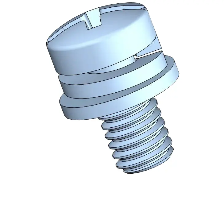 M4 x 8mm Pan Head Phillips Slot SEMS Screws with Spring and Flat Washer Steel Blue Zinc Plated