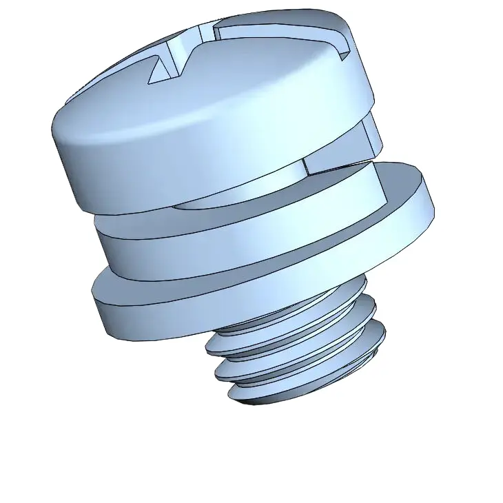 M5 x 7mm Pan Head Phillips Slot SEMS Screws with Spring and Flat Washer Steel Blue Zinc Plated