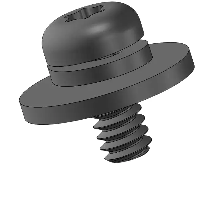 4-40 x 1/4" Pan Head Torx SEMS Screws with Spring and Flat Washer Steel Black