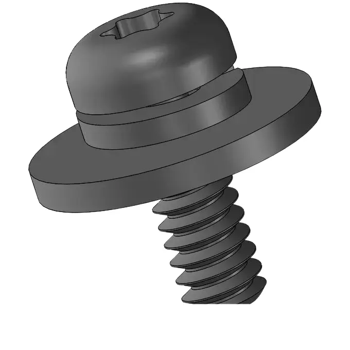 4-40 x 5/16" Pan Head Torx SEMS Screws with Spring and Flat Washer Steel Black