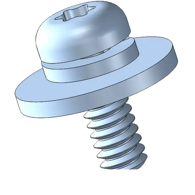 4-40 x 5/16" Pan Head Torx SEMS Screws with Spring and Flat Washer Steel Blue Zinc Plated