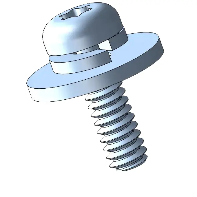 4-40 x 3/8" Pan Head Torx SEMS Screws with Spring and Flat Washer Steel Blue Zinc Plated