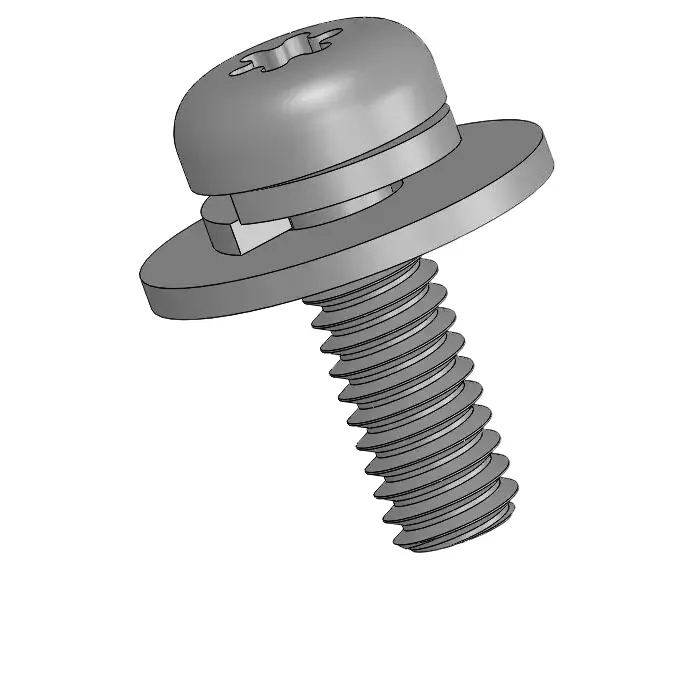 8-32 x 1/2" Pan Head Torx SEMS Screws with Spring and Flat Washer SUS304 Stainless Steel Inox