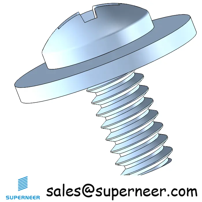 6-32 x 5/16" Pan Head Phillips SEMS Screws with Flat Washer Steel Blue Zinc Plated