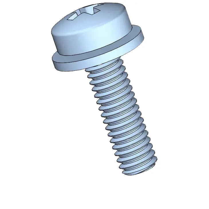 M2.5 x 9mm Pan Head Phillips SEMS Screws with Flat Washer Steel Blue Zinc Plated