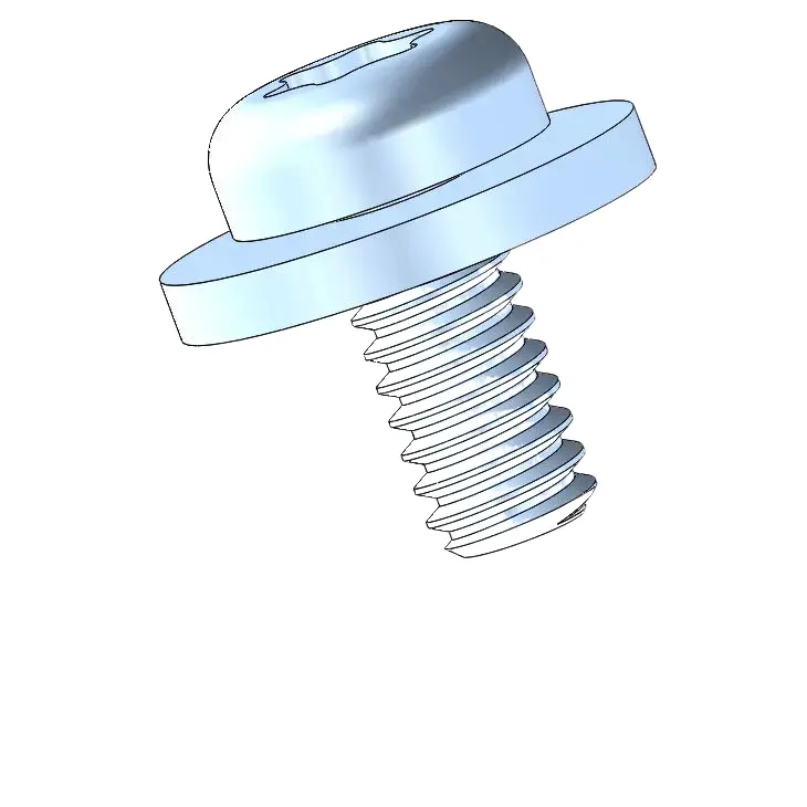2-56 x 3/16" Pan Head Torx SEMS Screws with Flat Washer Steel Blue Zinc Plated