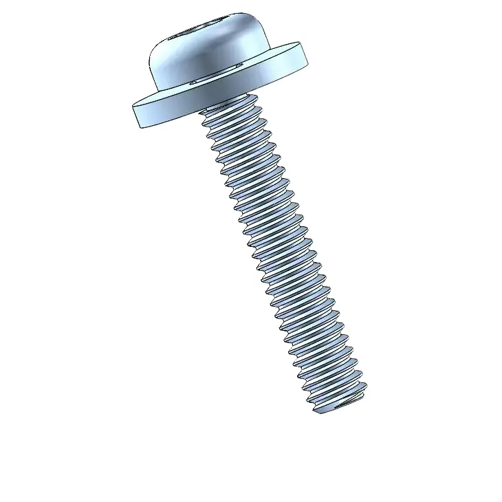 2-56 x 1/2" Pan Head Torx SEMS Screws with Flat Washer Steel Blue Zinc Plated