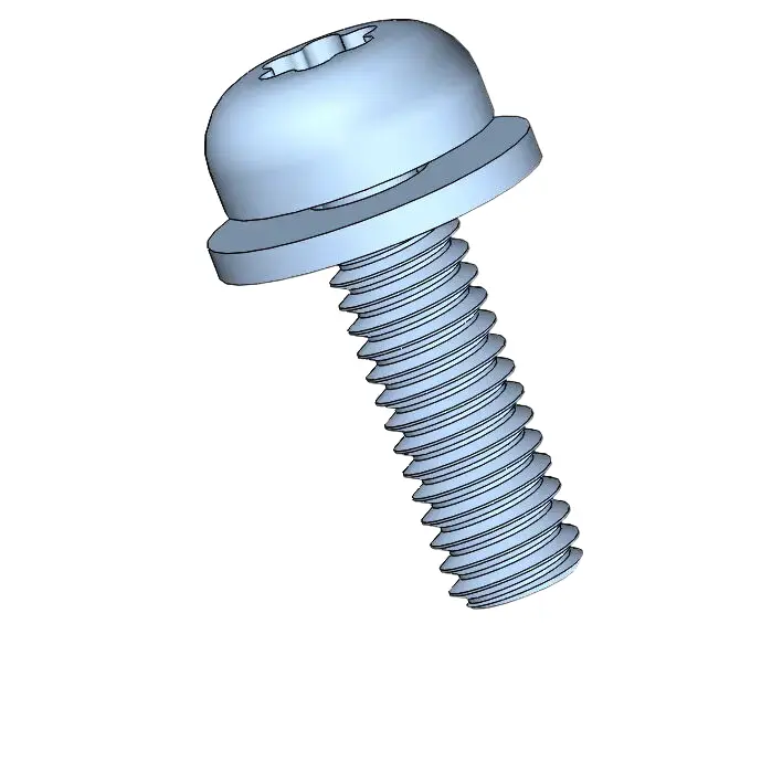 M2.5 x 8mm Pan Head Torx SEMS Screws with Flat Washer Steel Blue Zinc Plated