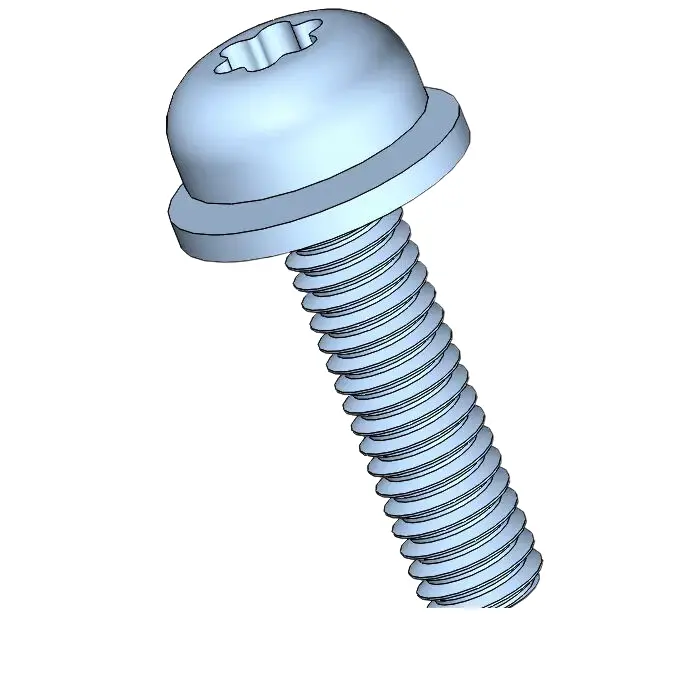 M2.5 x 10mm Pan Head Torx SEMS Screws with Flat Washer Steel Blue Zinc Plated