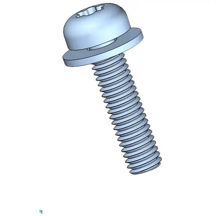 M3 x 12mm Pan Head Torx SEMS Screws with Flat Washer Steel Blue Zinc Plated