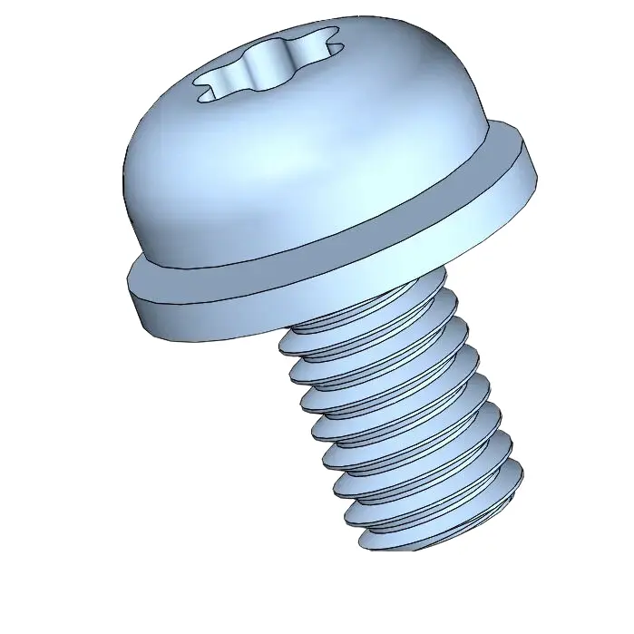 M3.5 x 7mm Pan Head Torx SEMS Screws with Flat Washer Steel Blue Zinc Plated