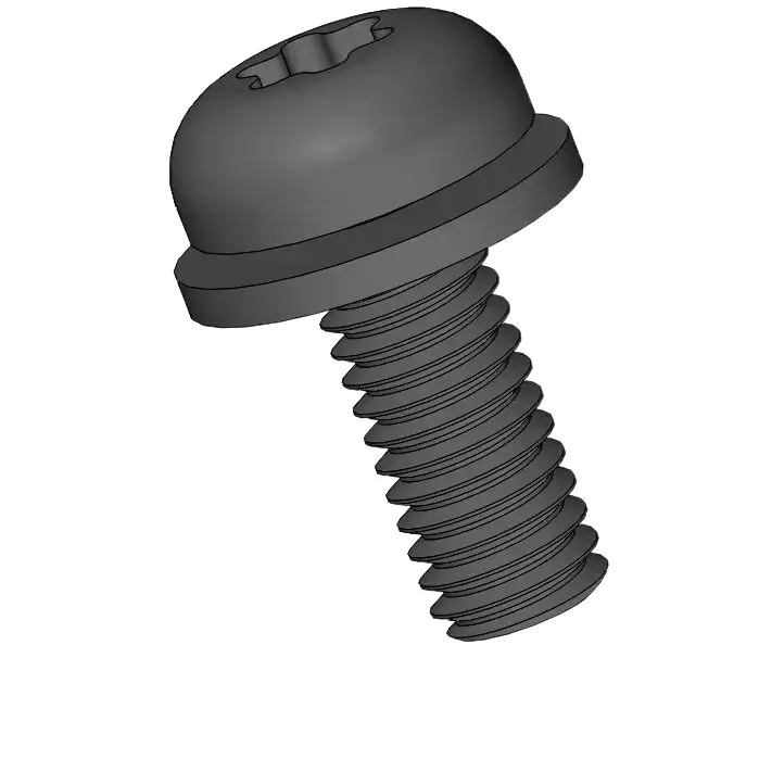 M3.5 x 9mm Pan Head Torx SEMS Screws with Flat Washer Steel Black