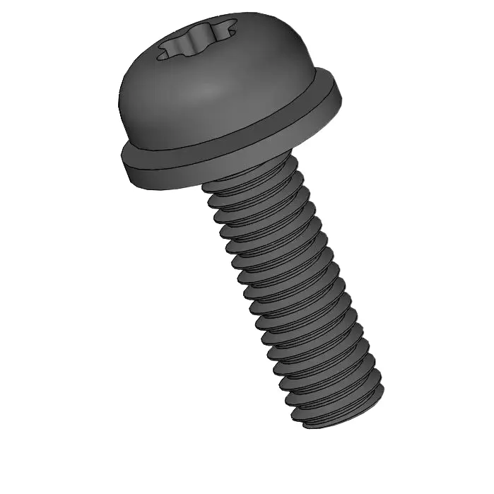 M3.5 x 12mm Pan Head Torx SEMS Screws with Flat Washer Steel Black