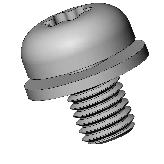 M4 x 6mm Pan Head Torx SEMS Screws with Flat Washer SUS304 Stainless Steel Inox