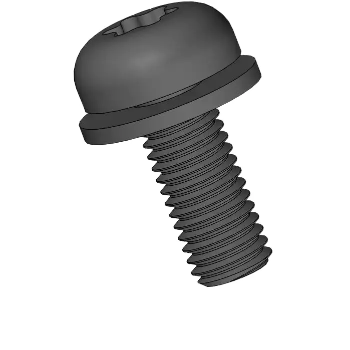 M4 x 10mm Pan Head Torx SEMS Screws with Flat Washer Steel Black