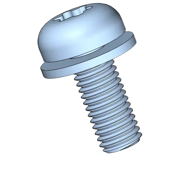 M4 x 10mm Pan Head Torx SEMS Screws with Flat Washer Steel Blue Zinc Plated