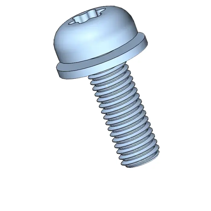 M4 x 12mm Pan Head Torx SEMS Screws with Flat Washer Steel Blue Zinc Plated
