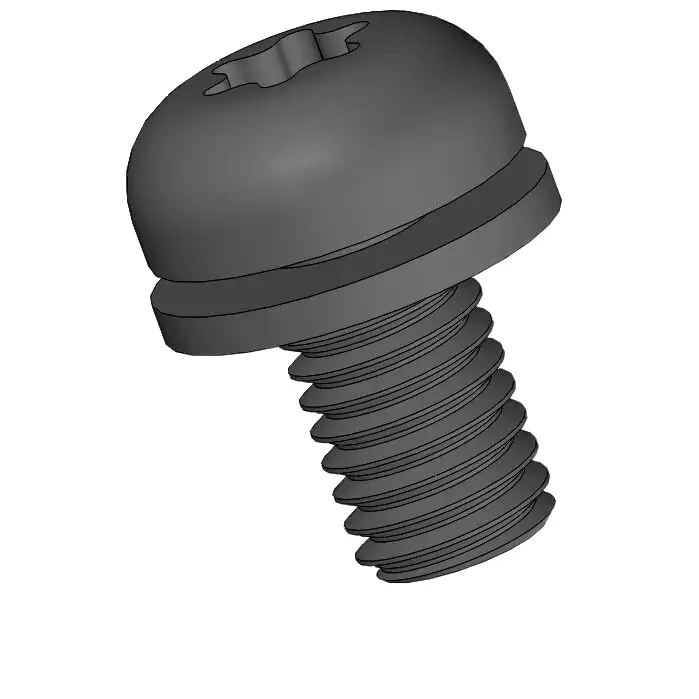M5 x 9mm Pan Head Torx SEMS Screws with Flat Washer Steel Black