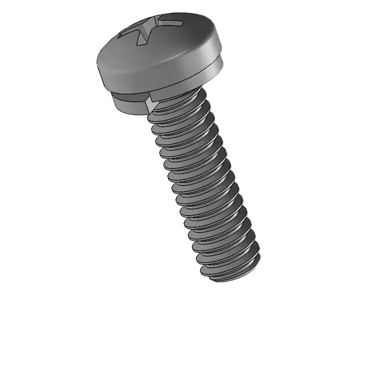 2-56 x 5/16" Pan Head Phillips SEMS Screws with Spring Washer Steel Black