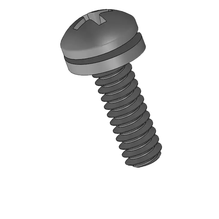 4-40 x 3/8" Pan Head Phillips SEMS Screws with Spring Washer Steel Black