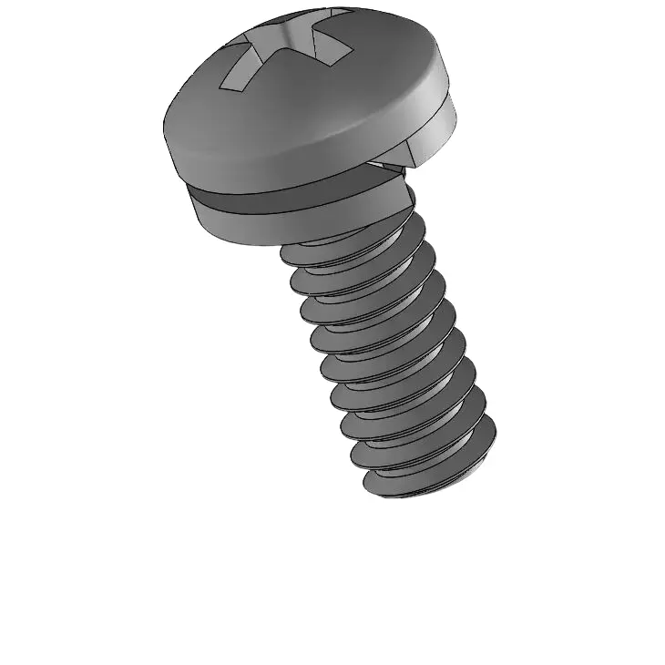 6-32 x 3/8" Pan Head Phillips SEMS Screws with Spring Washer Steel Black