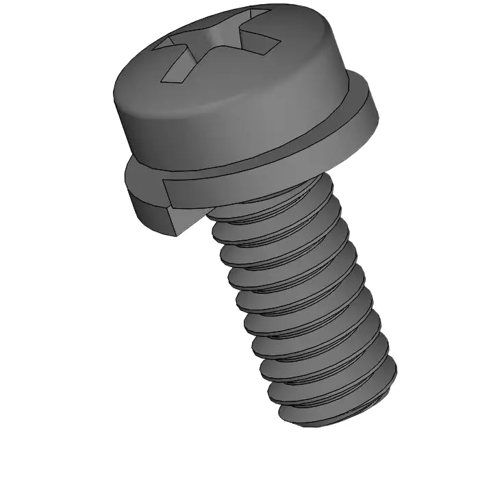 M2 x 5mm Pan Head Phillips SEMS Screws with Spring Washer Steel Black
