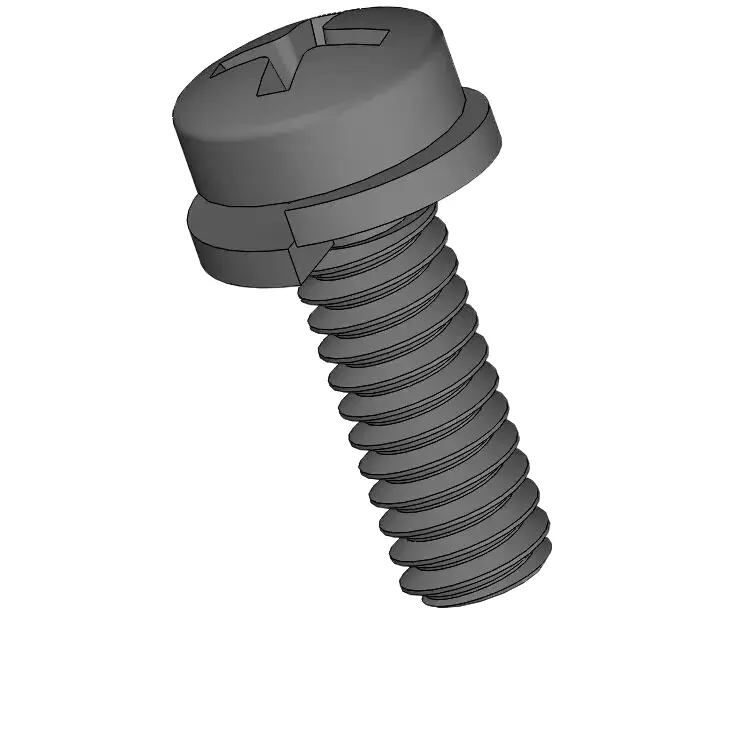 M2 x 6mm Pan Head Phillips SEMS Screws with Spring Washer Steel Black