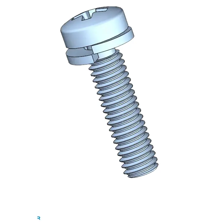 M2.5 x 10mm Pan Head Phillips SEMS Screws with Spring Washer Steel Blue Zinc Plated