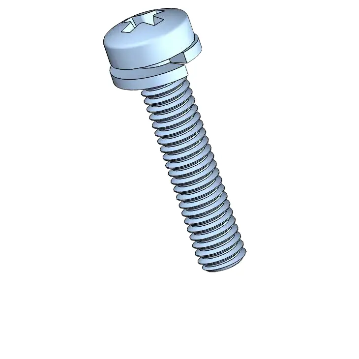 M2.5 x 12mm Pan Head Phillips SEMS Screws with Spring Washer Steel Blue Zinc Plated