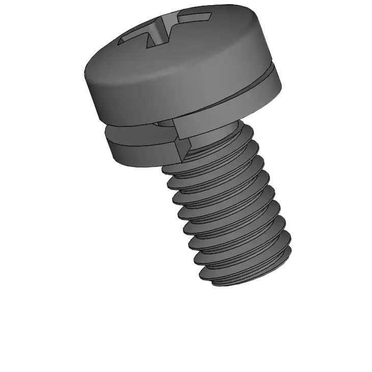 M3 x 6mm Pan Head Phillips SEMS Screws with Spring Washer Steel Black